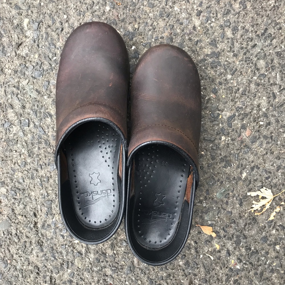 Brown Swede DANSKO clogs in excellent condition